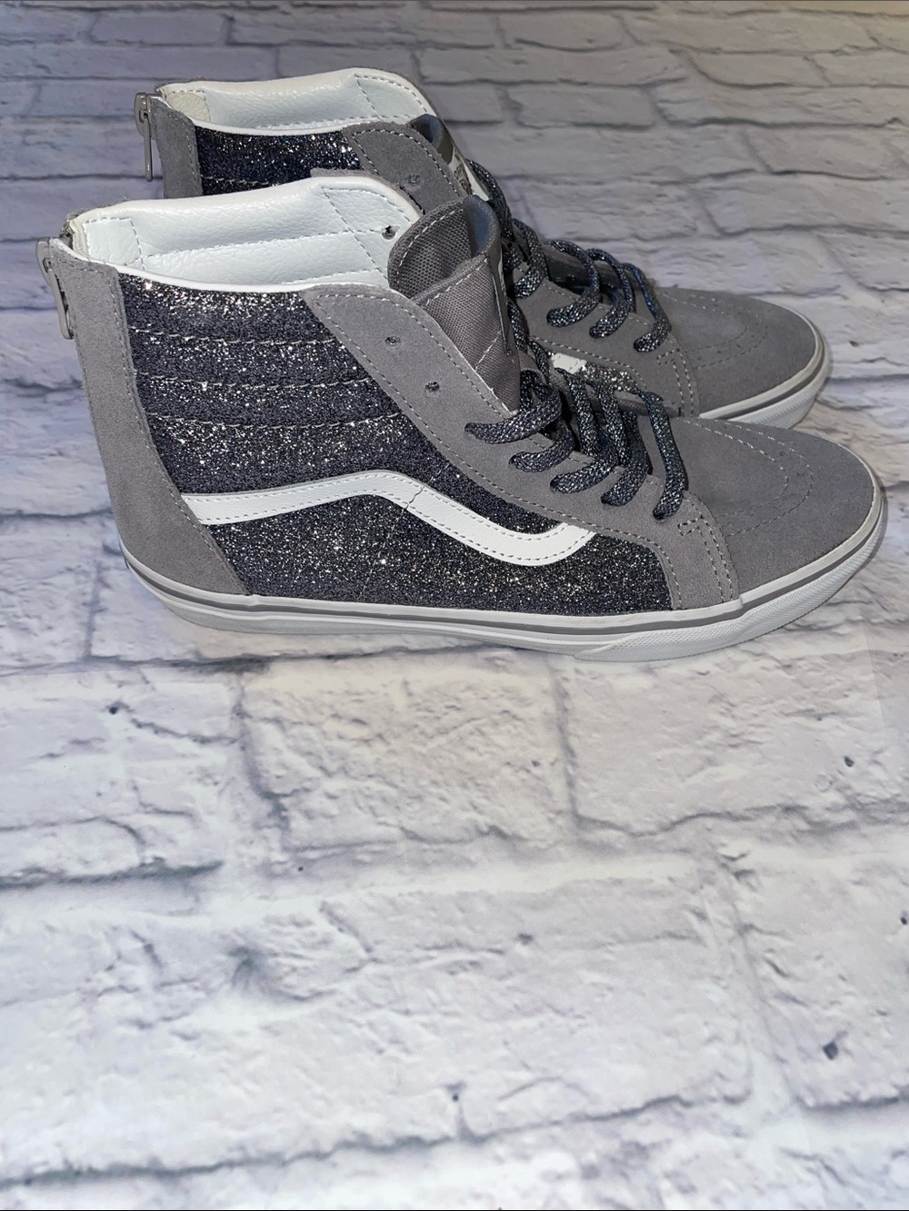 VANS SK8-HI ZIP KIDS 'GLITTER - GUNMETAL GREY'